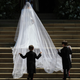 Meghan Markle and her bridal party arrive for her wedding to Prince Harry at St. George's Chapel in Windsor Castle in Windsor, near London, England, Saturday, May 19, 2018. (Jane Barlow/pool photo via AP)